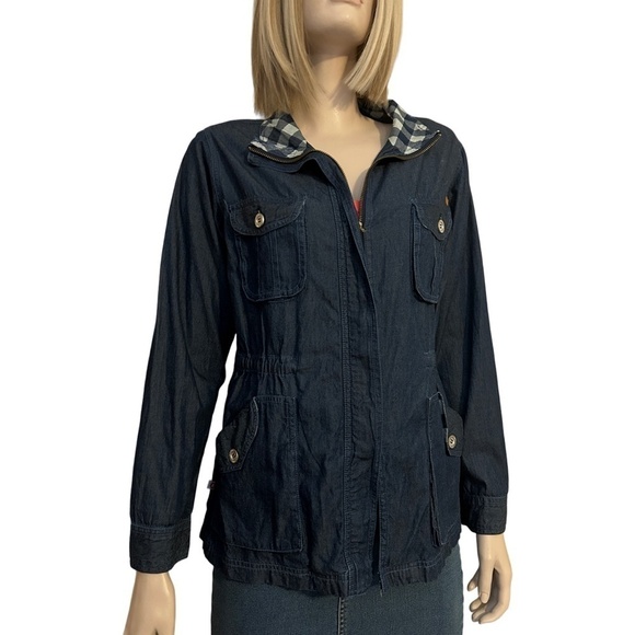 JR by JAR Denim Field Jacket Utility Coat 100% Cotton Full Zip Front Monogrammed - Picture 3 of 15